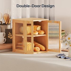Boîtes de rangement de cuisine rectangulaires en bois de style américain, organisateurs, boîte à pain, compartiments pliables, lavables au <span class=keywords><strong>lave</strong></span>-<span class=keywords><strong>vaisselle</strong></span>, grande taille - Product Image 6