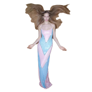 Robe de soirée sirène longue de luxe pour femme, style camisole, color-block, élégante, ornée de strass, sans manches, pour rendez-vous galants, vente en gros, haute qualité - Product Image 3