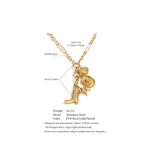 Collar JINYOU 1913 Vintage de Acero Inoxidable con Colgante en Forma de Estrella y Corazón, Cadena Chapada en Oro Resistente al Agua, Collar para Mujer - Product Image 6