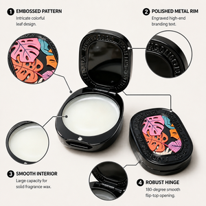 Baume parfumé solide HKH, étui métallique à ouverture facile, pour une utilisation nomade, emballage personnalisé, marques de parfums en marque privée - Product Image 3