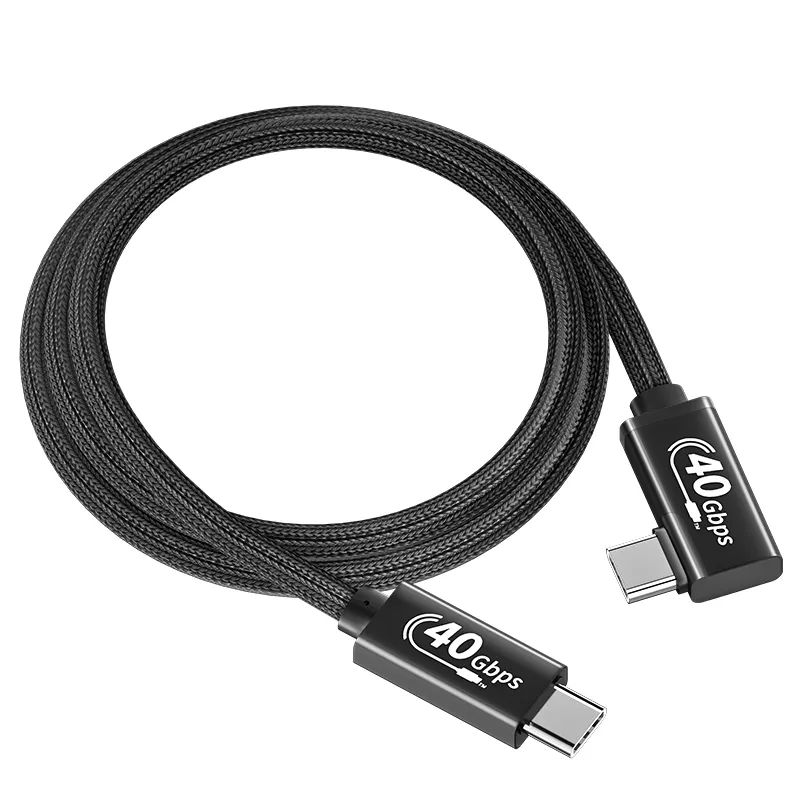 USB C 케이블 90 도 유형 C 커넥터 데이터 전송 지원 8k60hz Thunderbolt4 USB4.0 PD 고속 충전 40gbps 표준 나일론