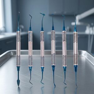 Kit d'instruments dentaires pour composites, spatule-racloir double face en résine, antiadhésif, en titane bleu, acier inoxydable allemand, pour restaurations - Product Image 3