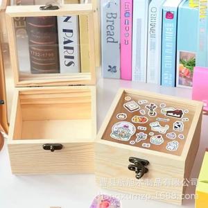 Caja de Almacenamiento de Madera Simple, Caja de Joyería Cuadrada de Madera Maciza con Tapa de Vidrio para Uso Decorativo en Escritorio - Product Image 3