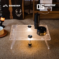 Table de camping ShineTrip série 05 Star Stack, mobilier d'extérieur, panneau acrylique translucide IGT, pliable, style noir.
