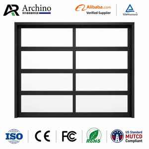 <span class=keywords><strong>Porte</strong></span> <span class=keywords><strong>de</strong></span> <span class=keywords><strong>garage</strong></span> moderne haut <span class=keywords><strong>de</strong></span> gamme en aluminium noir avec panneaux en verre trempé à vue complète pour une esthétique résidentielle haut <span class=keywords><strong>de</strong></span> gamme - Product Image 1