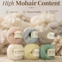 Fil à tricoter doux et moelleux en mélange de mohair et de nylon, effet très poilu, pour les vêtements d'automne et d'hiver