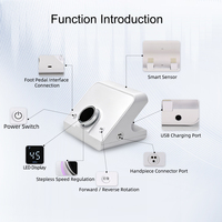 Machine à ongles portable 85W avec moteur brushless puissant 45K, polissage intelligent et protection contre les surcharges, avec pédale.