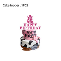 Nouvel ensemble de vaisselle jetable écologique en papier sur le thème du cowboy western rose pour anniversaire, comprenant assiettes, serviettes et nappes, vente en gros