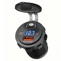 Prises rondes multifonctionnelles avec voltmètre, chargeur USB 12V et chargeur Type C, chargeur USB PD 12V pour bateau