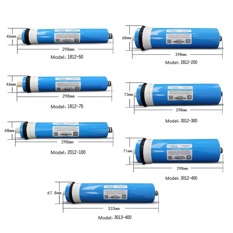 Membrane RO d'osmose inverse GPD, basse pression 97%, 1812, 2012, 2812, domestique 50, 75, 100, 200