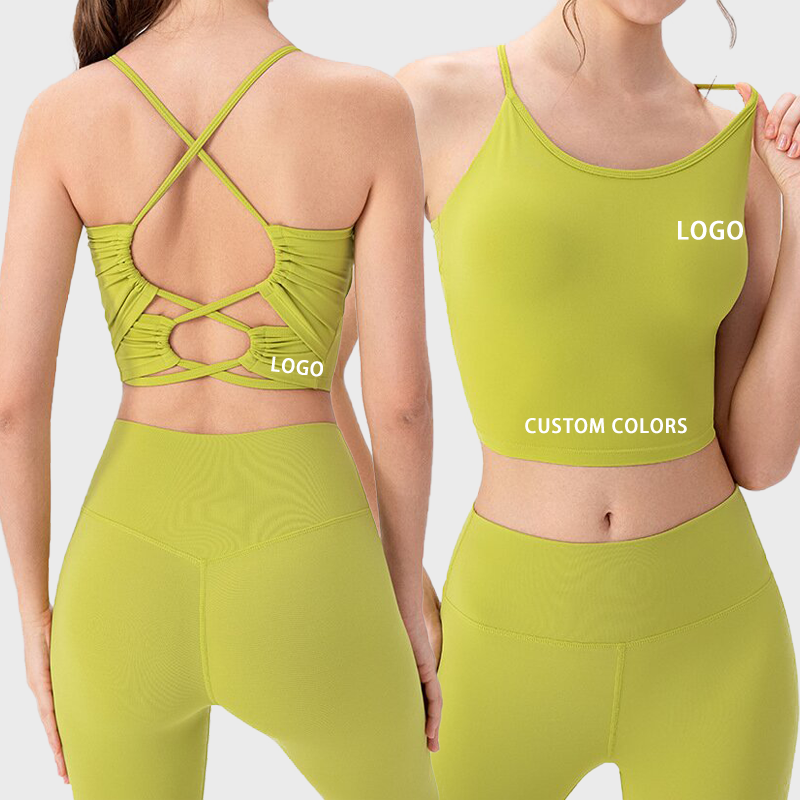 Wholesale Women's Yoga Gym Seamless Sweat-Wicking Breathable Lightweight Plus Size Spandex/Nylon Sports Bra Tank Top