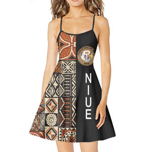 Impression à la demande <span class=keywords><strong>NIUE</strong></span> îles robe à bretelles spaghetti Hibiscus sans manches robes d'été Sexy vilaine fille tenue décontractée - Product Image 6