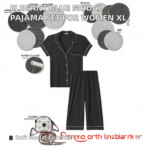 WanBao Comfortable Elegant Blue Custom Drawstring Pajama Sets Solid Colors Modal <b>Women</b> XL Viscose Material Summer Winter - Product Image 2