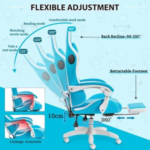 LAGNTOO alta calidad de lujo Led azul ordenador Rocker Ggaming sillas <span class=keywords><strong>Cinnamoroll</strong></span> ajustable Racing Cockpit Gaming <span class=keywords><strong>silla</strong></span> - Product Image 2