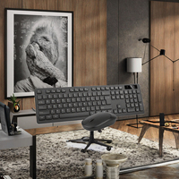 Set Keyboard dan Mouse Nirkabel Mini Model Baru, Tahan Air, 104 Tombol, Terhubung USB, untuk Kantor atau PC Gaming