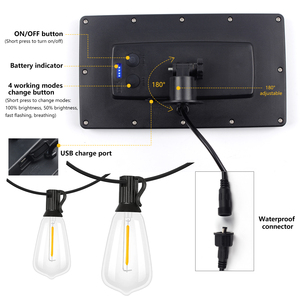 Bán buôn 15 mét với 25 miếng st38 LED bóng đèn chuỗi ánh sáng vườn năng lượng mặt trời ngoài trời Festoon đèn - Product Image 3