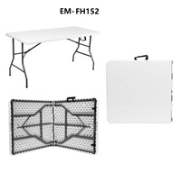 Table pliante moderne portable en plastique ABS de 6 pieds, facile à transporter pour une utilisation polyvalente à l'intérieur et à l'extérieur.