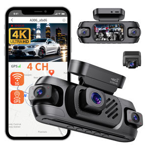 Registratore Video DVR per Auto a 360 Gradi, Dash <span class=keywords><strong>Cam</strong></span> 4K con WiFi 5G e GPS, 4 Canali Anteriore e Posteriore, Modalità Parcheggio <span class=keywords><strong>24</strong></span> Ore - Product Image 1
