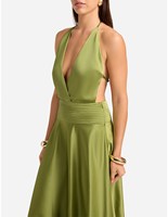 Robe longue formelle en laine à col halter et taille empire, respirante, pour l'été, service OEM