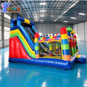 Structure gonflable commerciale combinée avec toboggan, château gonflable d'intérieur en blocs pour centre de jeux pour enfants - Product Image 3