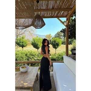 Black Lavin <b>Linen</b> <b>Long</b> <b>Dress</b> Elegant Formal Casual Day Clothes Puff Sleeves Solid Pattern One Size/XS/6XL High Quality Custom - Product Image 1