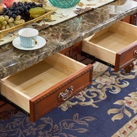 Table basse et meuble TV rectangulaire en bois massif de style européen, durable, moderne, pour salon, avec rangement intégré