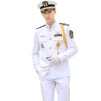 Ensemble uniforme de marin blanc à col montant et simple boutonnage, directement de l'usine, pour la sécurité professionnelle