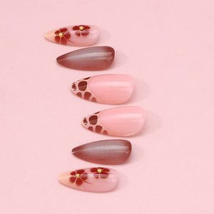 <span class=keywords><strong>Uñas</strong></span> Postizas de Estilo Europeo con Estampado de Leopardo en Ámbar Suave, Degradado <span class=keywords><strong>Rosa</strong></span> Translúcido, Gris Marrón Dorado, Decoración de Longitud Corta - Product Image 3