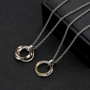 Collier pour homme en acier inoxydable 2026, trois anneaux entrelacés, chaîne anti-ternissement, vente en gros, haute qualité MGXL592 - Product Image 2