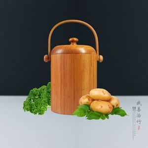 <b>Bamboo</b> Food <b>Container</b> Round Coffee Color Eco Friendly Standing Type 2kg Chongqing Origin ZLJT 01 - Product Image 1