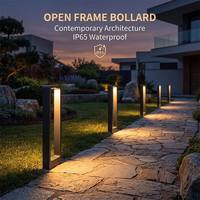 Lampadaire de Jardin Extérieur à Cadre Ouvert, Design Rectangulaire, LED Intégrée, IP65, Noir Mat, Vente Directe Usine