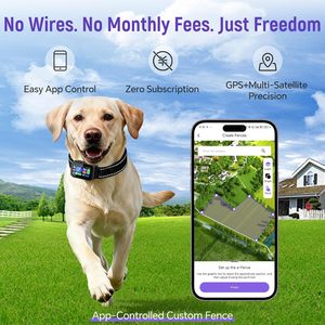 ระบบรั้วสุนัข GPS RAINLEOTI พร้อมรีโมทควบคุมผ่านแอพ ปรับขอบเขตได้ ปลอกคอฝึกกันน้ำสำหรับสัตว์เลี้ยง - Product Image 2