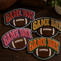 Patchs thermocollants personnalisés en chenille brodée avec lettres pour vêtements, idéaux pour les jours de match de football – Vente en gros