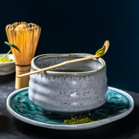 Ensemble de bols à matcha et à salade en céramique et porcelaine écologiques faits à la main pour la cuisine japonaise et coréenne, compatibles avec le micro-ondes