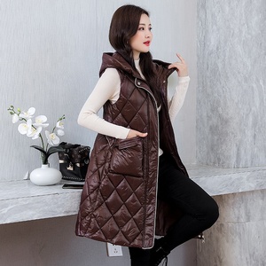 Chaleco largo negro para <span class=keywords><strong>mujer</strong></span>, chaqueta con capucha, Abrigo acolchado con cremallera, chaleco <span class=keywords><strong>sin</strong></span> mangas con burbujas, Parka, prendas de vestir, chaleco <span class=keywords><strong>sin</strong></span> mangas, chaqueta - Product Image 4
