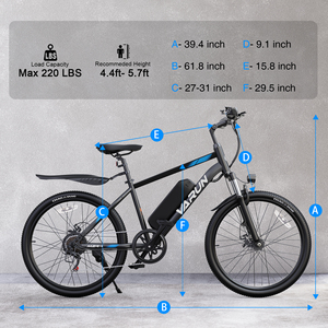 Wholesale Bulk Order VARUN 24" Electric Mountain Ebike 350W 40-50KM Range Carbon Steel Off-Road Youth CA In-Stock - Product Image 4