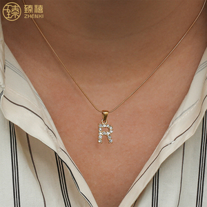 ZHENXI <span class=keywords><strong>Amazon</strong></span> Offre Spéciale chaîne en acier inoxydable plaqué or, petit serpent rétro Alphabet <span class=keywords><strong>lettre</strong></span> coquille <span class=keywords><strong>perle</strong></span> femmes collier pour filles - Product Image 4