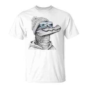 T-shirt Alligator Crocodile avec lunettes de soleil, style rétro vintage, cool et décontracté - Product Image 1