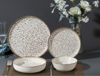 Service de table en porcelaine fine 24 pièces / Ensemble d'assiettes / Service de dîner pour 6 personnes avec décalcomanie à impression numérique