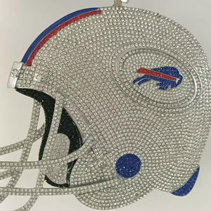 6 इंच गोल्ड/स्लिवर भैंस बिल हेलमेट हिप हॉप पुरुषों की हार फुटबॉल श्रृंखला सफेद गैंडे हार - Product Image 3