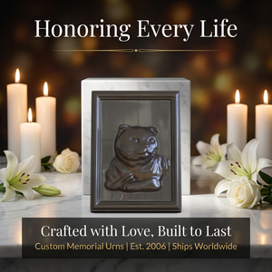 Urne commémorative personnalisée en céramique pour animaux de compagnie, avec cadre photo, pour cendres de chien ou de chat, souvenir funéraire artisanal et écologique - Product Image 2