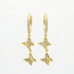 Vente chaude papillon Boucle D'oreille Micro Strass Boucle D'oreille Bijoux Avec Véritable Or Cuivre pour les Femmes - Product Image 5