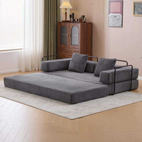 Sofá Cama Extensible y Plegable Moderno con Esponja de Alta Densidad, Elimina la Necesidad de Ensamblaje, Acolchado para Sala de Estar