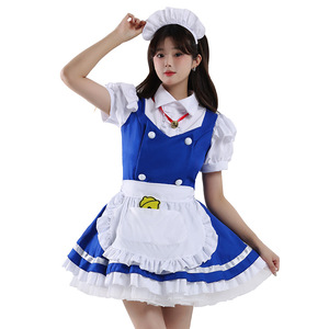 Yi Xiaoyi Vestido de Anime Lolita para Mujer, Disfraz de Sirvienta con Delantal Azul y Campanas, Conjunto de Falda y Tocado para Adultos - Product Image 2