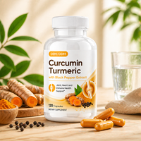 Capsules de curcuma naturel pour la santé des articulations et le soutien immunitaire des adultes, complément alimentaire végétalien, 120 capsules, emballage personnalisé