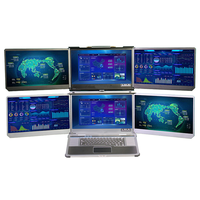 Six écrans moniteurs Portable robuste industriel Mobile ordinateur portable graphique PC poste de travail avec Max 2 cartes graphiques doubles