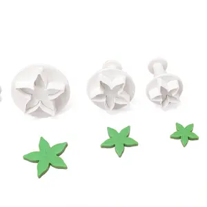 3 Stück fünf blättrige Blume Kelch Frühlings form DIY Backwerk zeug Fondant Kuchen Dekorations form