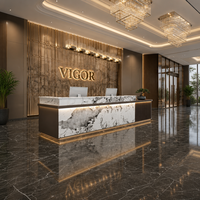 Comptoir de réception incurvé à deux niveaux pour hôtel, spa, salon, clinique, bureau, boutique