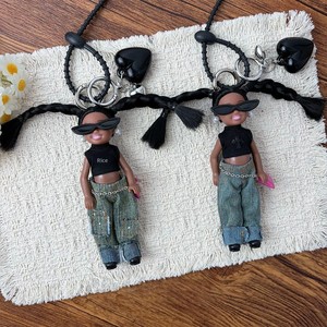 Porte-clés Joyson 2026 style Y2K en jean noir avec breloques cœur noir pour poupée, jolis porte-clés pour clés de voiture pour femmes - Product Image 2