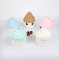 Panier de rangement pliable en corde de coton 100% tressée, spécialement conçu pour les enfants, mignon et pratique pour ranger les jouets ou les crayons